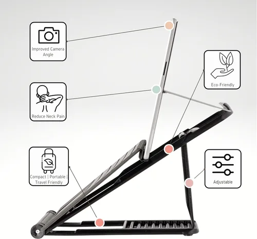 Vista 2 de Soporte para Surface Pro con teclado adjunto, soporte de escritorio ergonómico compatible con Surface Pro 11/10/9/8/7/6/5/X & Go - Altura ajustable