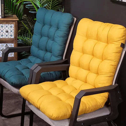 Vista 2 de ZTGL Cojín plegable para silla mecedora, antideslizante, grueso, suave, con respaldo alto, para interiores y exteriores, cojín largo para silla Azul