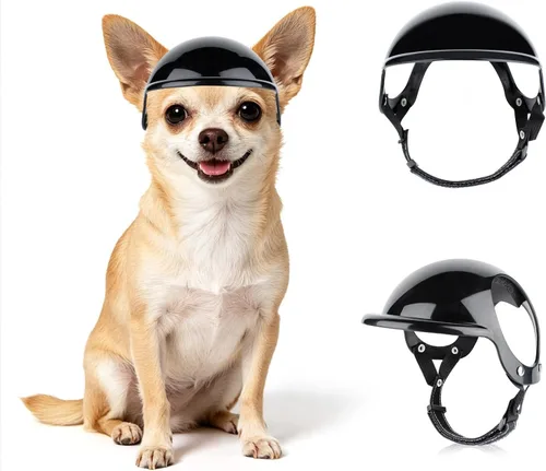 Vista 10 de Enjoying Cascos para perros pequeños, casco para perros pequeños, con gafas, senderismo, ciclismo, al aire libre, resistente al viento, a prueba