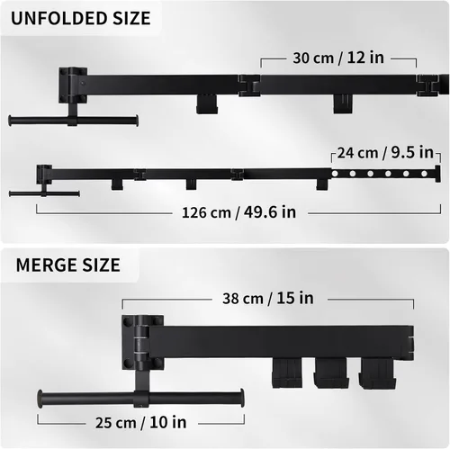 Vista 2 de RFOUO Estante de secado de ropa montado en la pared, soporte de pared para ropa con características plegables (plegable), ahorro de espacio, estante