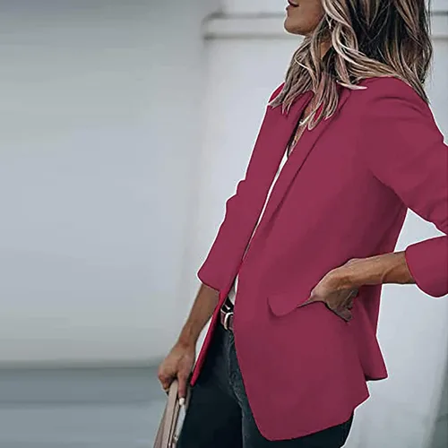 Vista 3 de Chaqueta acogedora para mujer, con bolsillo, de gran tamaño, para cumpleaños, color sólido, de poliéster, sin cuello