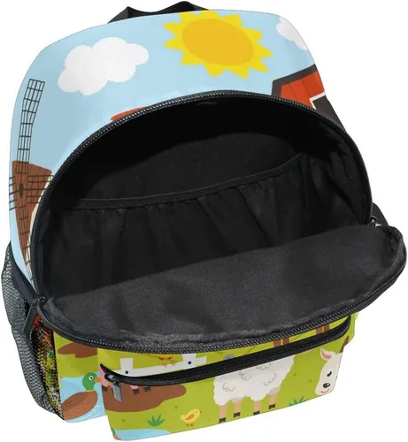 Vista 4 de Glaphy Mochila personalizada con nombre para niños, animales de granja, vaca, llama, caballo, cerdo, caricatura, mochila para niños y niñas pequeños