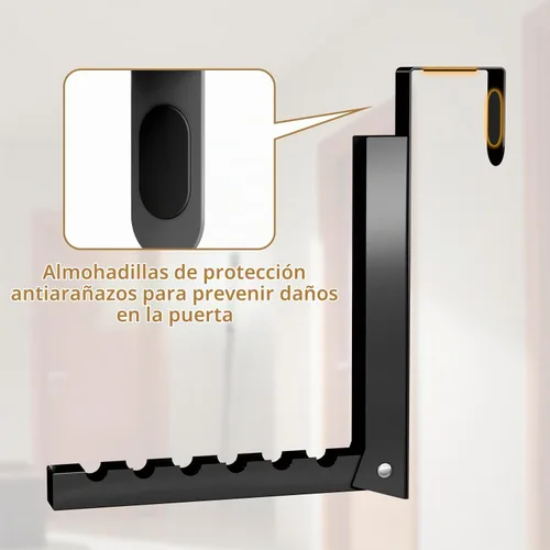 Vista 8 de ZMBESUP Perchero plegable para colgar sobre la puerta, perchero plegable para colgar en interiores, espacio pequeño, plegable, portátil, gancho Negro