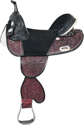 Vista 8 de HILASON Western Horse Treeless Trail Barrel Saddle American Leather for Horses Negro