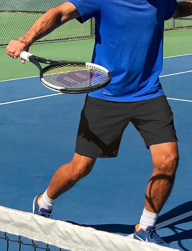 Vista 4 de Aolesy Pantalones cortos deportivos para hombre, de secado rápido, con bolsillos, ligeros, para correr, entrenamiento, tenis casuales