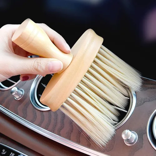 Vista 8 de Cepillo de limpieza ultra suave para el interior del automóvil, para quitar el polvo y limpiar profundamente, mango de madera, paquete de 2 A+B_2