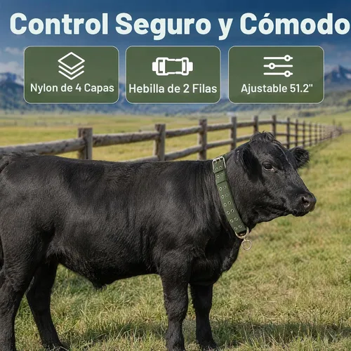 Vista 5 de DOITOOL Collar de lona para cuello de vaca, correa ajustable de nailon grueso de tracción para ganado con 2 filas de hebilla de metal para granja