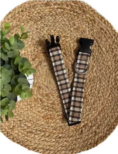 Vista 3 de Brown and Tan Plaid Dog Collar (X-Small)