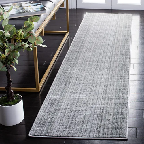 Vista 2 de SAFAVIEH Herat Collection - Alfombra de pasillo, 2 x 8 pies, marfil y gris oscuro, no desprende pelusa y de fácil cuidado, ideal para zonas de alto