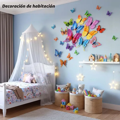 Vista 4 de OPSEAM - Calcomanías 3D de mariposa, 24/48 unidades, para decoraciones de pared, fiestas, con imanes (morado, 24)