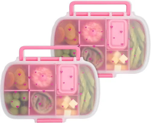 Vista 8 de Paris Hilton Paquete de 2 cajas de aperitivos estilo bento, contenedores de almuerzo de 7 compartimentos con soporte para teléfono integrado