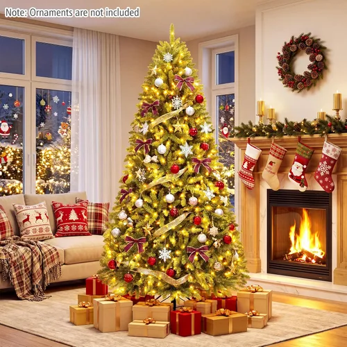 Vista 2 de DREAMADE 7.5 FT Pre-Lit Artificial Christmas Tree, Fraser Fir Green-2