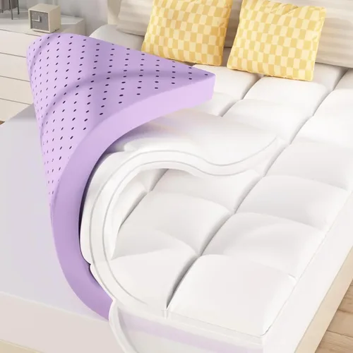 Vista 10 de SINWEEK Cubrecolchón de Espuma Viscoelástica de Doble Capa de 5 Pulgadas Tamaño Individual, Espuma Viscoelástica de Gel de 3 Pulgadas más 2 Pulgadas
