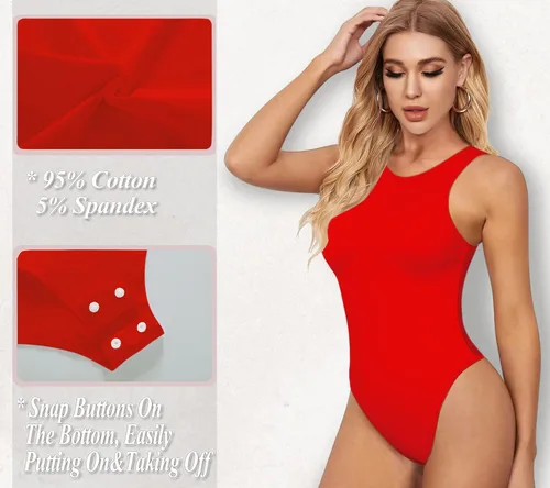 Vista 3 de Allchic Body sin mangas para mujer, camisetas sexys sin mangas, overol básico con espalda cruzada