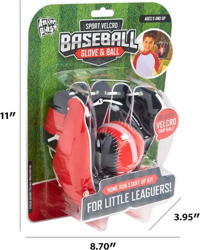 Vista 2 de Guantes de béisbol deportivos de velcro y pelota – Juego de béisbol de práctica de velcro para niños y niñas – Kit de pelota de béisbol de velcro
