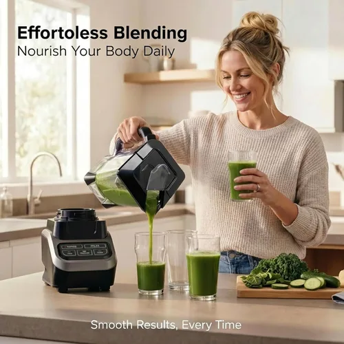 Vista 8 de Piezas de repuesto Ninja Blender, jarra de 72 onzas con tapa de bloqueo, vasos de licuadora Ninja Blenders compatibles con BL610, BL610BRN, BL610C