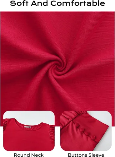 Vista 5 de DOROSE blusa holgada e informal con mangas fruncidas para mujer