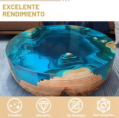 Vista 5 de Puduo Kit de Resina Epoxi de 1.1 Galones, Resina Epoxi Cristalina Recién Formulada, Fuerte, Sin Burbujas, Resina de Arte Anti-Amarilleamiento