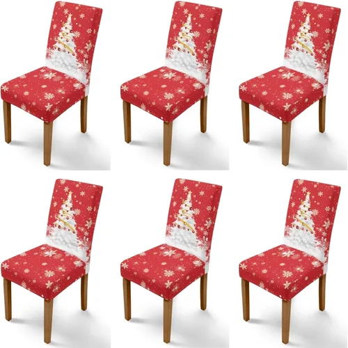 Vista 61 de Rnyleeg Fundas navideñas para sillas de comedor, fundas de asiento de comedor con estampado de campanas brillantes, juego de 1 funda suave y lavable