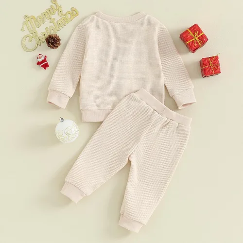 Vista 3 de Sudadera y pantalones largos de calabaza para bebé niño - Traje de Halloween para niños pequeños