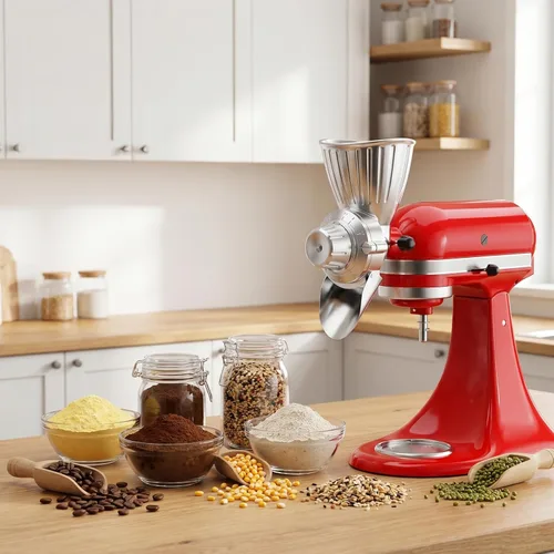 Vista 2 de Accesorio de molino de granos para batidora de pie KitchenAid, molino de harina de 9 niveles de metal para KitchenAid, apto para moler granos