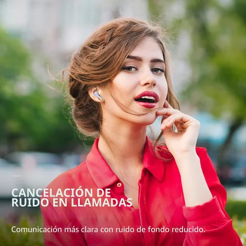 Vista 8 de Auriculares TOZO E2 inalámbricos con cancelación de ruido AI con 2 micrófonos, controladores de 10mm con potentes bajos, aplicación personalizada