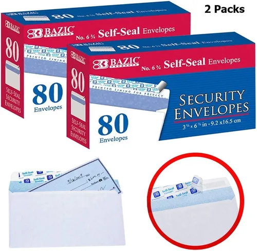 Vista 7 de 160 sobres de seguridad blancos autoadhesivos 3-5/8 "x 6-1/2" envío de cartas