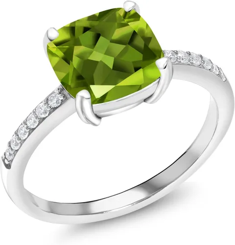 Vista 46 de Gem Stone King Anillo de compromiso de plata de ley 925 con piedra preciosa de corte cojín de 0.315 in Anillo de compromiso de aniversario de boda