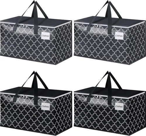 Vista 11 de Bolsas de mudanza extra grandes, bolsas de almacenamiento resistentes con cremallera superior y asas resistentes, suministros de mudanza