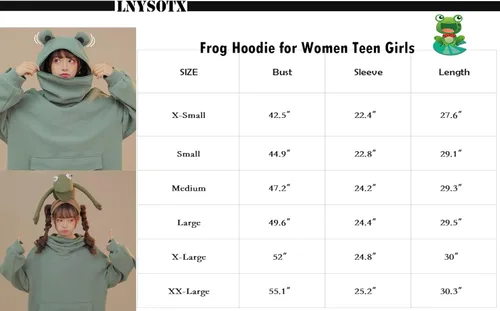 Vista 2 de Sudadera con capucha de rana con cremallera para mujeres, adolescentes y niñas
