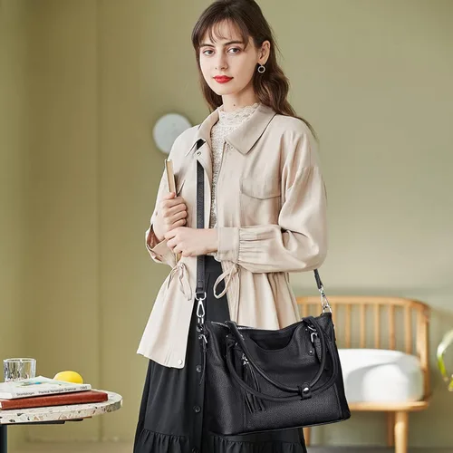Vista 8 de Over Earth Bolsos de hombro para mujer, bolso cruzado de cuero suave