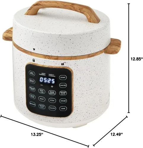 Vista 8 de P.W Linen Speckle - Olla a presión de 6 cuartos de galón con pantalla de control táctil, cocina multifunción programable