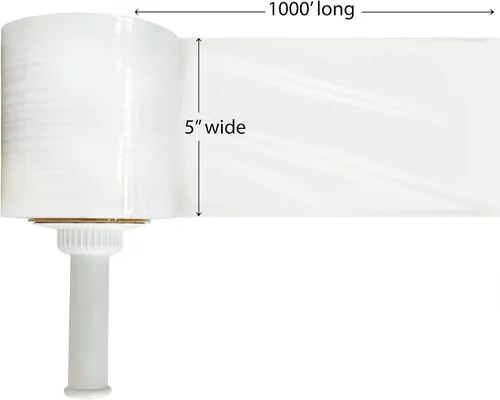 Vista 2 de 8NET - Mini rollo elástico de 5 pulgadas x 1000 pies, calibre 80, con asa, 12 rollos, película retráctil de plástico transparente y resistente
