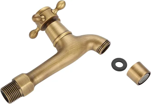 Vista 8 de Europeo montado en la pared vintage G1/2 "grifo de latón sólido solo cinta de agua fría para fregadero de cocina fregona piscina (L)