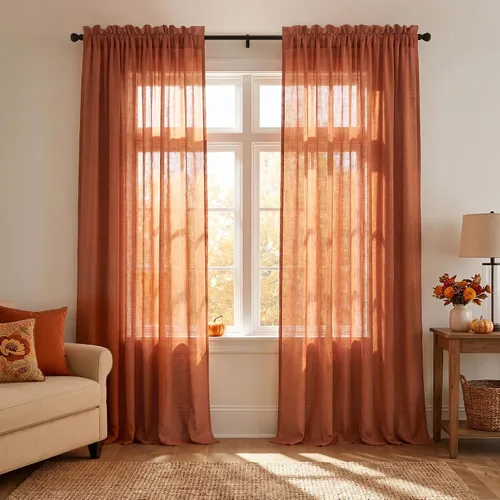 Vista 92 de Mrs.Naturall - Cortinas transparentes con bolsillo para barra de 36x63 pulgadas de lino mezclado negro