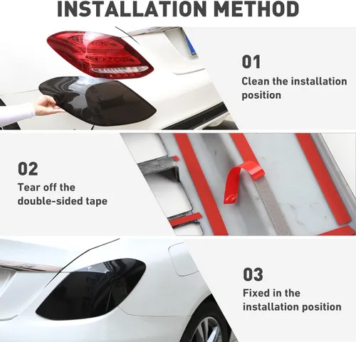 Vista 7 de Cubierta de protección de luz trasera exterior de coche ABS para Mercedes Benz Clase C W205 2015-2021 Guardias de luz trasera Accesorios