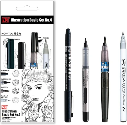 Vista 9 de Kuretake Zig Inktober - Juego de rotuladores para ilustración, dibujo de manga, letras y caligrafía, artista profesional, fabricado en Japón