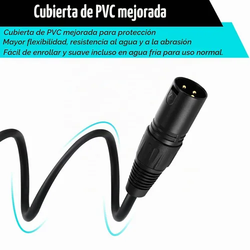 Vista 2 de Xuhal 10 cables de señal DMX flexibles de 3.2 pies de 3 pines, cables de señal DMX de 3.3 ft con conectores de metal, conexión XLR macho a hembra