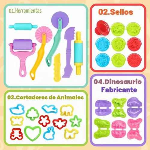 Vista 7 de Juego de herramientas de masa de 34 piezas con fabricantes de dinosaurios