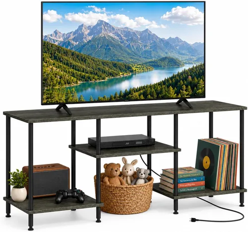 Vista 9 de Soporte de TV de 50 pulgadas para dormitorio, soportes de TV gris