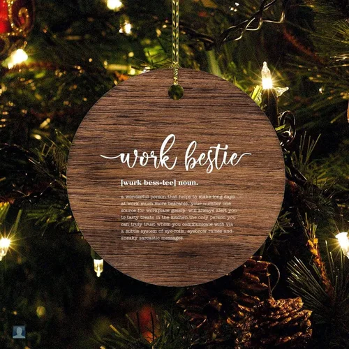 Vista 3 de Adorno de Navidad con cita divertida, dicho, regalo de vacaciones, definición, sustantivo, trabajo, mejor, ornamento, recuerdo, divertido, árbol