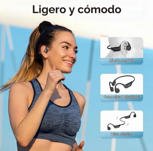 Vista 7 de LOBKIN Auriculares de Conducción Ósea Bluetooth 5.4 - Auriculares de Oreja Abierta Inalámbricos con Micrófono, IPX5 Impermeable, Auriculares Negro