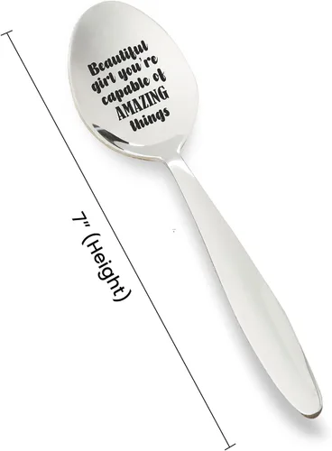 Vista 2 de Beautiful Girl You are Capable of Amazing Things - Cuchara de acero inoxidable grabada El mejor regalo motivacional Regalos para mujeres