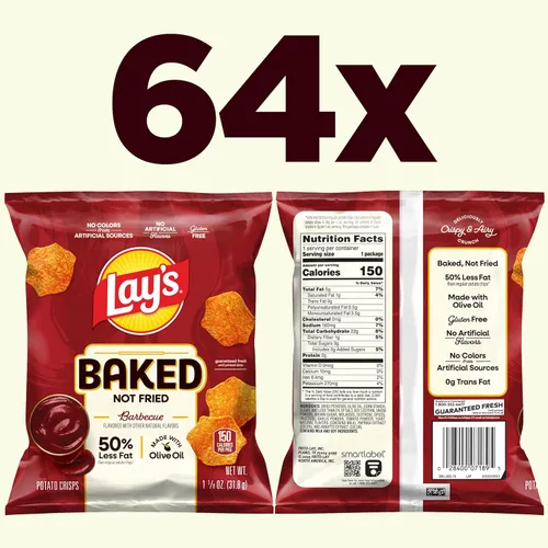Vista 2 de Lay del horno Baked Flavored patatas fritas de barbacoa, 1.125 onza (Pack de 64)