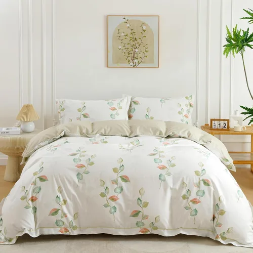 Vista 57 de OAITE - Juego de funda de edredón individual con patrón floral de 600 hilos, ultrasuave, 100% algodón, fibra larga, juego de 3 piezas, transpirable