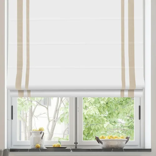 Vista 7 de Persianas romanas de bambú, persianas forradas de madera natural sin cuerda Persianas romanas de bambú con cenefa, persianas opacas inalámbricas