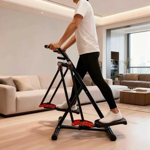 Vista 7 de Máquina de ejercicios Air Walker, entrenador elíptico Space Walker con pantalla LCD, resistencia ajustable para uso doméstico