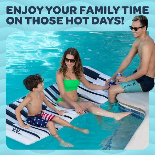 Vista 3 de Flotadores inflables de piscina para adultos, extra grande de 70 x 33 pulgadas, flotador para colchón enrollable, tapete flotante de piscina plano