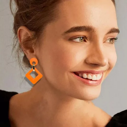 Vista 6 de Aretes de gota ovalados de acrílico para mujeres y niñas de los años 70, 80, 90, aretes ovalados de neón ovalados, ligeros, geométricos, retro, 80