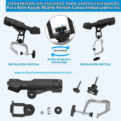 Vista 4 de LBW Automatic Spring Fishing Rod Holder for Ground Bank Fishing Pole Holder Hook Setter Adjustable High Sensitivity Stainless Steel Spring Loaded